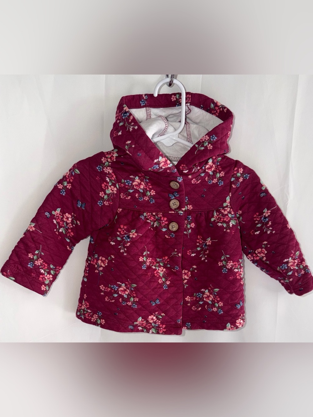Carter's Floral Quilted Hooded Jacket - Berry